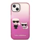 Karl Lagerfeld Gradient Ikonik Karl & Choupette Case for iPhone 14 Plus - Pink