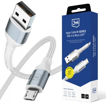 Кабель 3mk Hyper Cable N-SERIES USB-A - Micro USB 1м 12W, белый