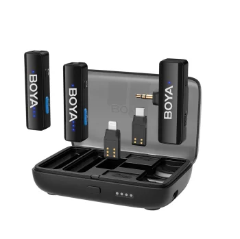 Bezvadu mikrofoni BOYA BOYALINK V2.0 2.4 GHz USB-C, melni