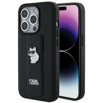Karl Lagerfeld iPhone 14 Pro Max Case Gripstand Saffiano Choupette Pins, Black