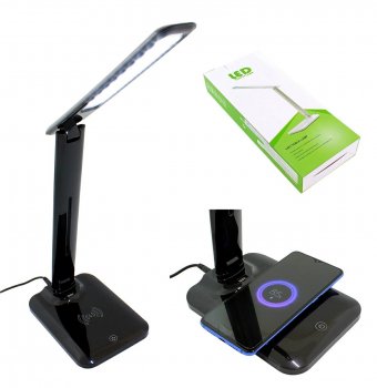 Salokāmā Regulējama LED Galda Lampa ar Qi Bezvadu Uzlādi | Desk LED Lamp with Wireless Charger Qi
