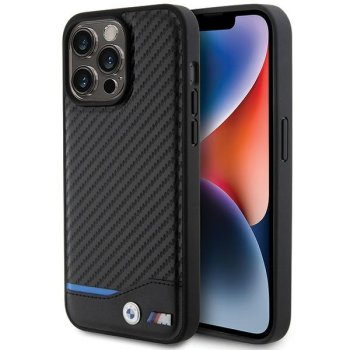 BMW iPhone 15 Pro Max vāciņš Leather Carbon, melns
