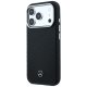 Mercedes Leather Semi Wrap Wood Effect MagSafe Case for iPhone 17 Pro, Black