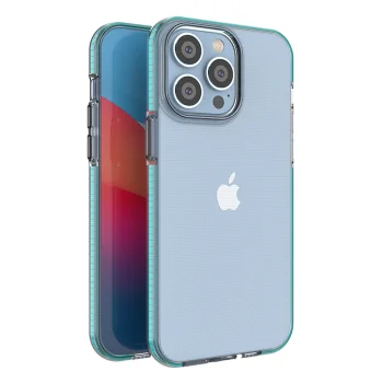 Spring Case for iPhone 14 Pro Max with Colored Frame, Light Blue