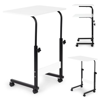 Mobilais portatīvā datora galds ar ritentiņiem, augstuma regulēšana, ModernHome, balts