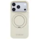 Guess Ring Stand 360 Grained Classic Logo MagSafe vāciņš iPhone 18 Pro / 17 Pro, bēšs