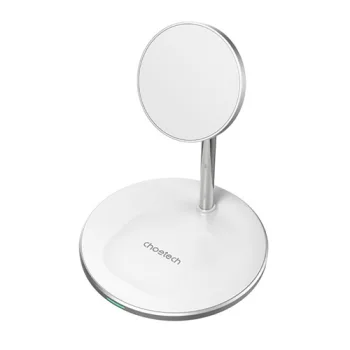 Магнитное беспроводное зарядное устройство CHOETECH 2в1 15W, белое