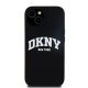 DKNY iPhone 15 / 14 / 13 vāciņš Liquid Silicone White Printed Logo MagSafe, melns