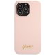 Чехол Guess для iPhone 13 Pro Max Silicone Script Gold Logo, светло-розовый