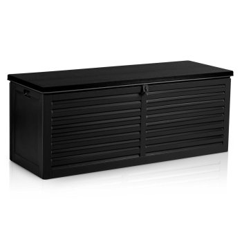 Plonos 103 Gallon Outdoor Storage Deck Box Waterproof for Patio Cushions, Black