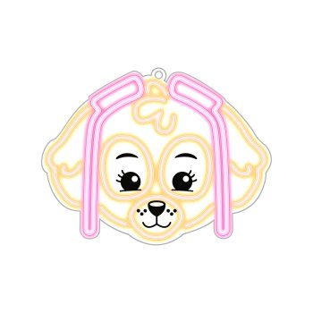 Ķepu patruļa LED neona lampa Skye, sienas dekors bērnistabai OW-130546