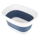 Collapsible Silicone Laundry Basket 32L, White/Blue