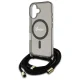 Guess iPhone 16 vāciņš Crossbody Cord Script MagSafe, melns