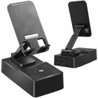 Adjustable Desk Phone Stand with Bluetooth Speaker and Tablet Holder, Black