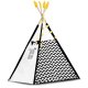 Bērnu Telts Tipi Vigvams ar Virteni un Gaismām Nukido, Balta-melna | Baby Tipi Tent Wigwam with Garland