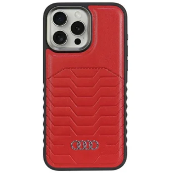 Audi iPhone 14 Pro Case Synthetic Leather MagSafe, Red