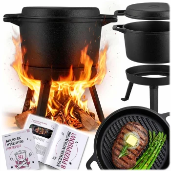 Berdsen BD-480 Cast Iron Cauldron with Grill Pan 8L