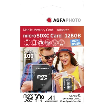 Atmiņas karte AgfaPhoto MicroSDXC 128GB UHS-I U3 V30 A1 ar adapteri