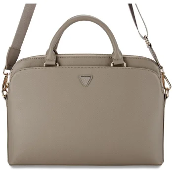 Guess Grained Zipper Pocket Triangle Logo 15" klēpjdatora soma - brūna | Laptop Bag Brown