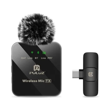 Bezvadu piespraužamais mikrofons USB Type-C ierīcēm, melns