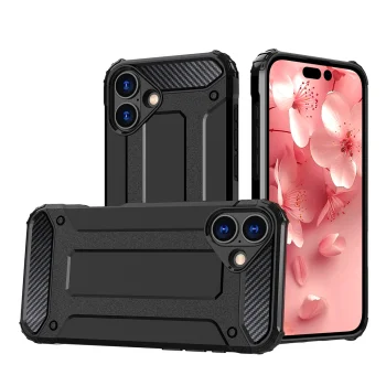 Hybrid Armor Case for iPhone 16 Plus, Black