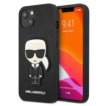 Karl Lagerfeld iPhone 13 mini vāciņš Ikonik Karl's Patch Melns