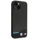 Чехол BMW для iPhone 14 Plus Leather Carbon, черный