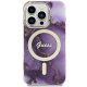 Guess iPhone 14 Pro Case Golden Marble MagSafe, Purple