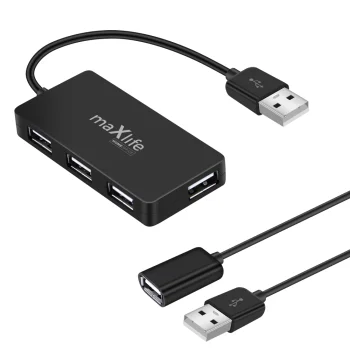 Maxlife 4-Port USB Hub + 1.5m Cable, Black