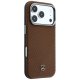 Mercedes Leather Semi Wrap Wood Effect MagSafe Case for iPhone 17 Pro, Brown