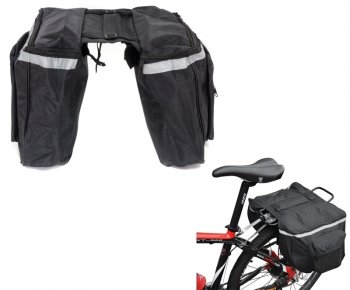 Divpusēja Ērta Velosipēdu Soma uz Bagāžnieka, Melna | Double-sided Comfortable Bicycle Bag on the Trunk