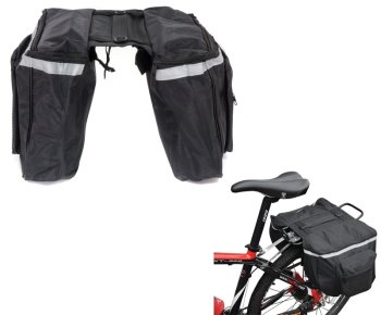 Bicycle Rear Rack Pannier Bag RW1 with 4 Compartments, Black