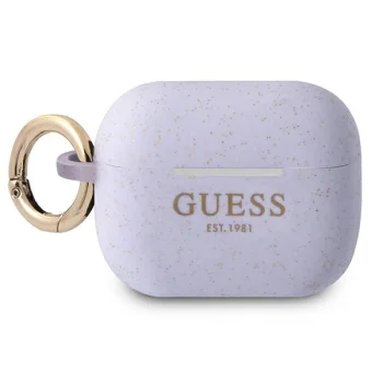 Чехол Guess Silicone Glitter для AirPods Pro, пурпурный