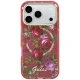 Чехол Guess IML Glitter Blossom Roses для iPhone 17/18 Pro Max, MagSafe, бордовый