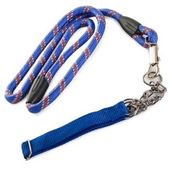 Tradicionāla pavada ar regulējamu kaklasiksnu suņiem un kaķiem, 120 cm, zila