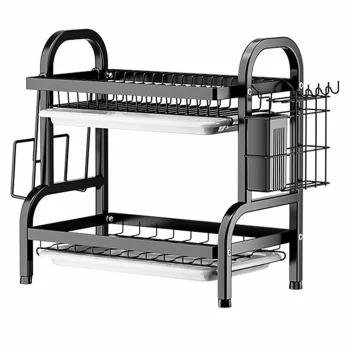 Large 2-Tier Dish Drying Rack, Black