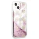 Guess iPhone 13 mini vāciņš Peony Liquid Glitter, rozā