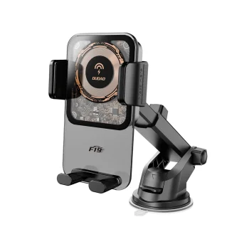 Dudao F19 auto tālruņa turētājs ar 15W bezvadu lādētāju, melns
