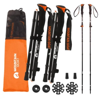 4Fizjo 1032 PRO+ Mountain Goat saliekamas nūjošanas un trekinga nūjas, oranžas