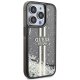 Guess iPhone 15 Pro vāciņš Liquid Glitter Gold Stripes, melns