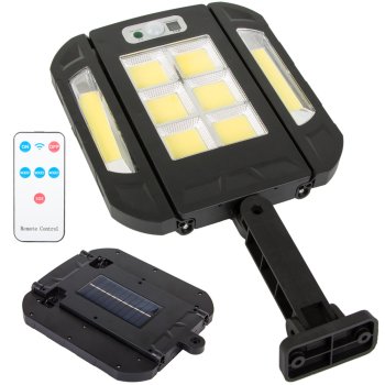 LED solārā lampa ar kustības un krēslas sensoru, 136 LED, tālvadības pults