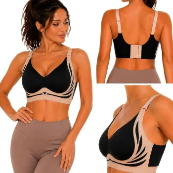 Sieviešu sporta krūšturis ar Push-Up un ieliktņiem, melns, 2XL