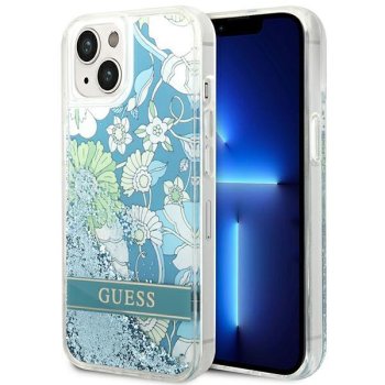 Guess Flower Liquid Glitter Case for iPhone 14 Plus, Green