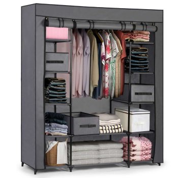Large textile closet with drawers Massido - graphite