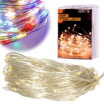 LED Ziemassvētku Gaismas Spuldzīšu Virtene 5 m, 50 LED, RGB | LED Christmas Fairy String Lights 5m, 50 LED, RGB