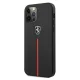 Чехол Ferrari для iPhone 12 Pro Max Off Track Leather Nylon Stripe, черный