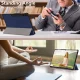 Samsung Galaxy Tab S9 Ultra (SM-X910, SM-X916B) Tri-fold Stand Design Leather Case Cover, Blue | Чехол...
