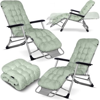 Sofotel Chillwell Folding Garden Sun Lounger with Cushion, Set of 2, Light Green