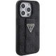 Guess iPhone 15 Pro vāciņš Grip Stand 4G Triangle Strass, melns