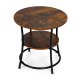 ModernHome Industrial Round Coffee Table with Storage Shelf for Living Room